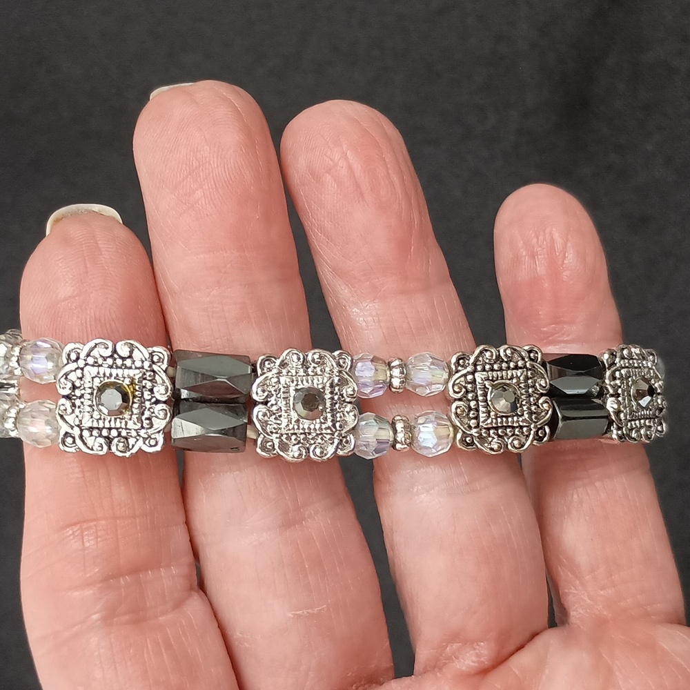 Stretch  Silver Beaded Bracelet. Nice